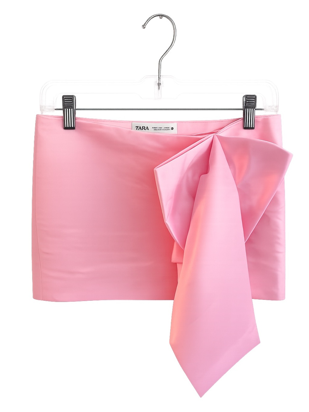 Zara Bubblegum Pink Satin Mini Skirt with Oversized Side Bow